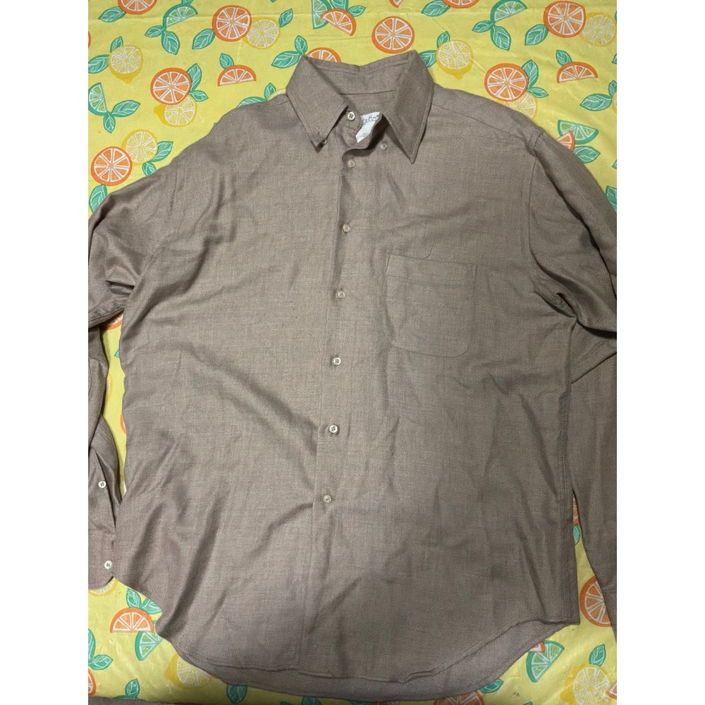 Quiet Luxury‎ Mens Bagutta Button Down Shirt XL Taupe Brown Made in Italy